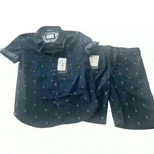 Denim & Flower Rick Singh. Boys size 9-10 Short Set. Nautical Print. NWT